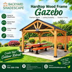 Hardtop Wood Frame Gazebo – Durable Shelter for Your Backyard