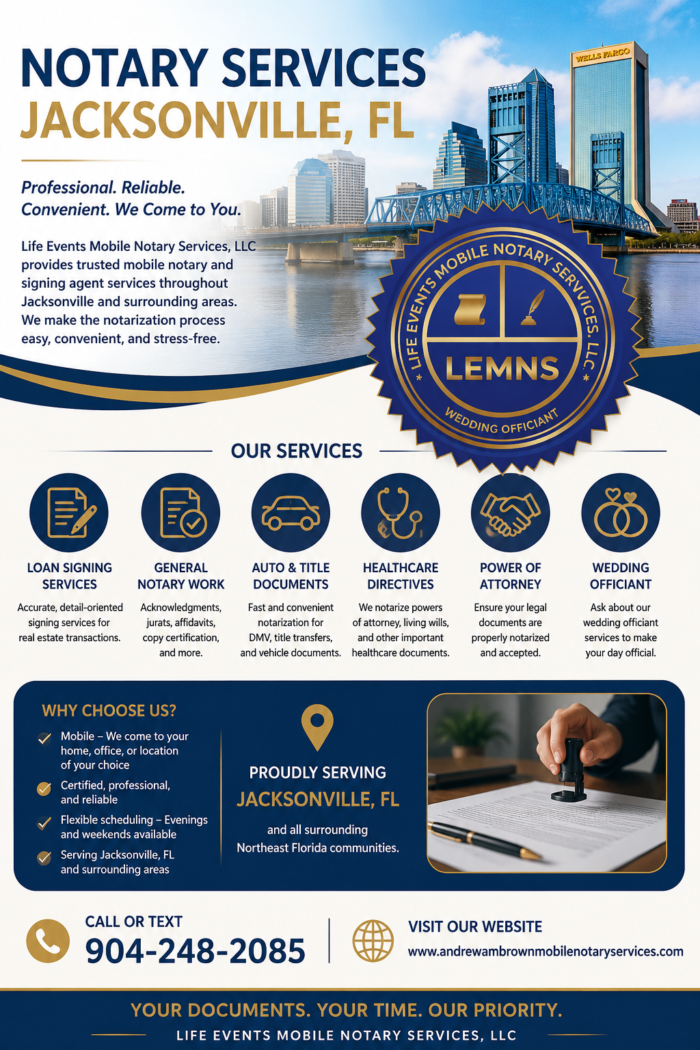 Notary Services Jacksonville FL Convenient Reliable, and Professional Notary